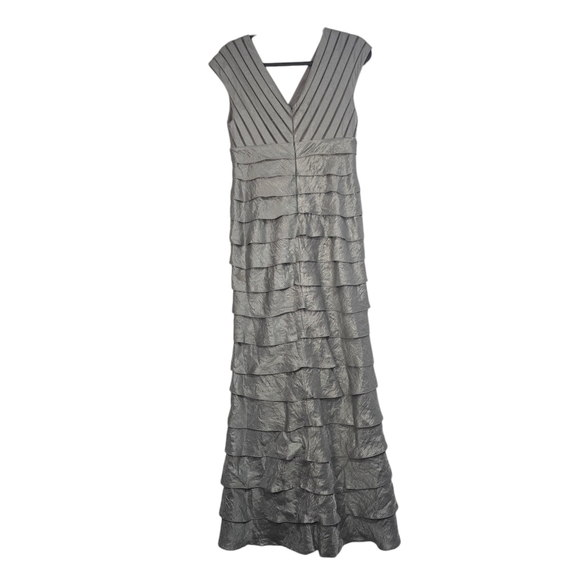 Adrianna Papell Occasions Tiered Crinkle Gown Dress in silver Grey Evening Weddi - Picture 3 of 13
